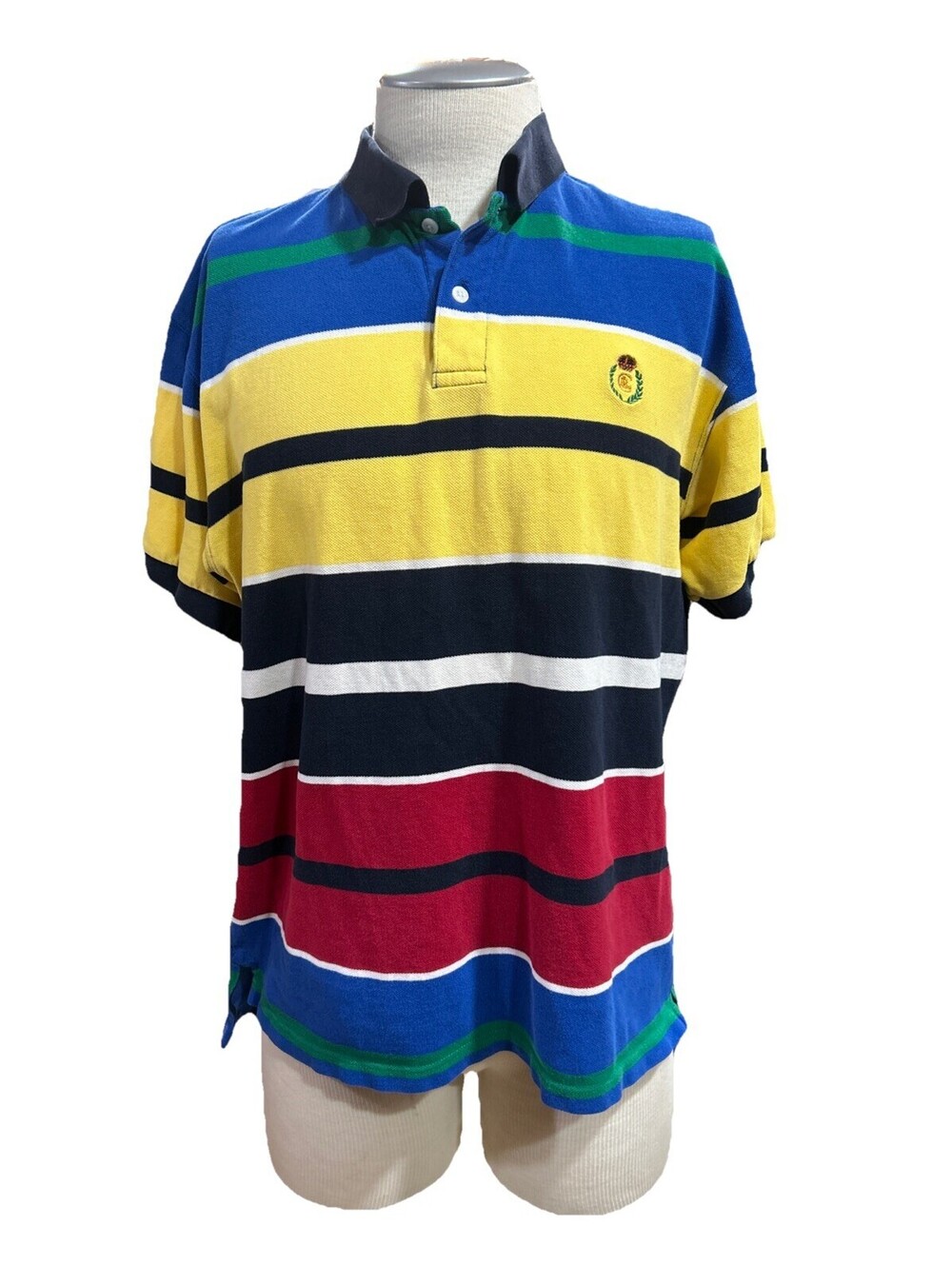 Vintage Chaps Ralph Lauren Mens Striped Polo Shirt L Multicolor